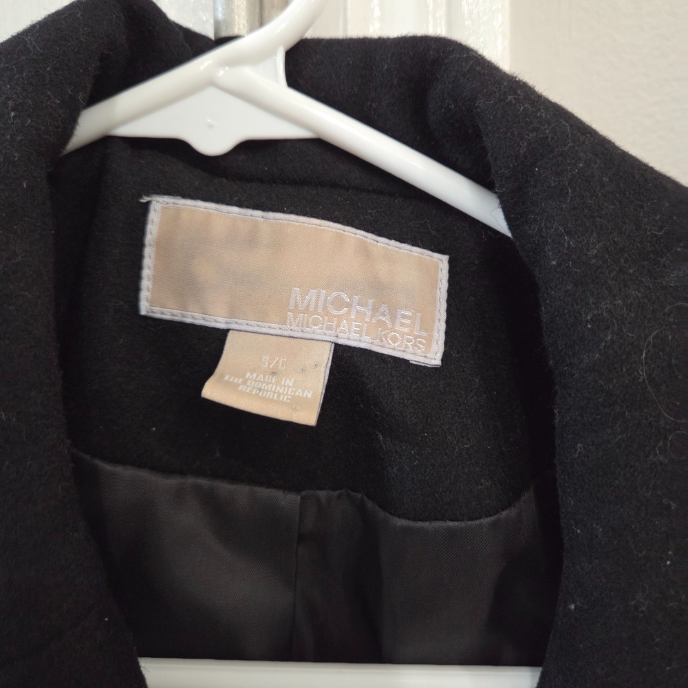 Michael Kors Women's Black Double-Breasted Pea Coat Lined Mid-Length Size S - Picture 4 of 9